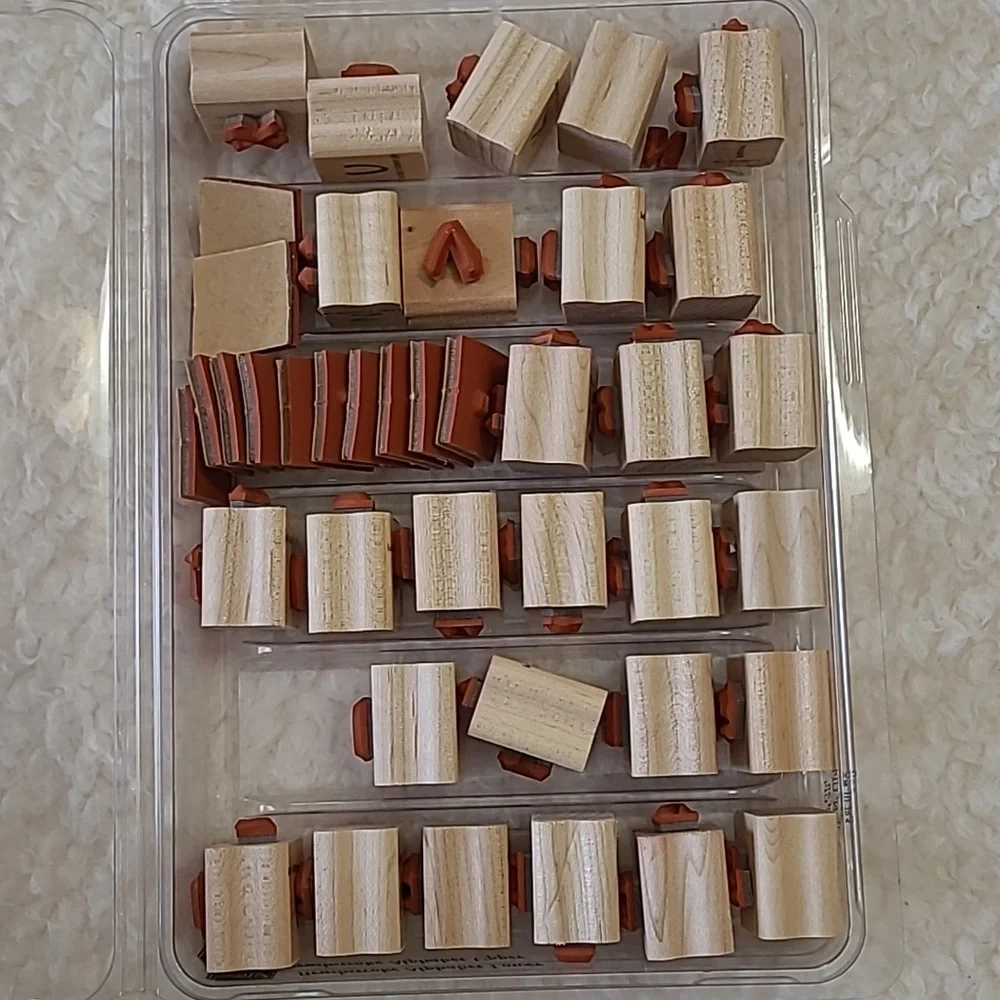 Stampin' Up! 56pc Alphabet Brushstroke Upper & Lower 2001 Wood Stamp Set Retired